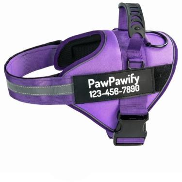 Imagem de Peitoral essencial personalizado para cães, colete personalizado para animais de estimação com nome e número de telefone, sem asfixia, refletivo, ajustável e acolchoado, fácil de caminhar e treinar