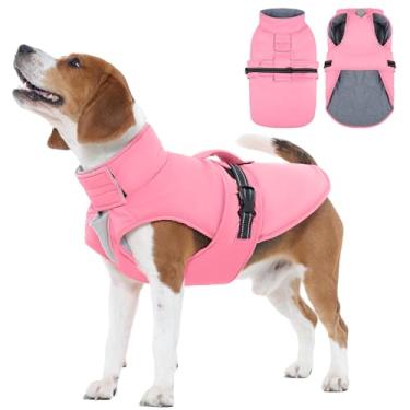 Imagem de IECOii Casaco grande para cães – refletivo, ajustável e à prova de vento, colete quente para corgi e beagle e buldogue francês, jaqueta forrada de lã impermeável para caminhadas, fivelas de encaixe