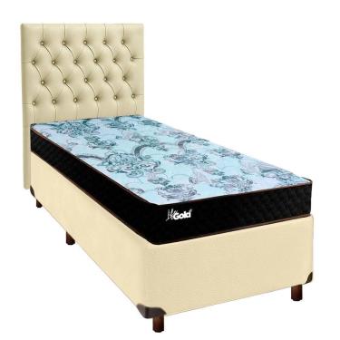 Imagem de Cama Box + Colchão Solteiro Molas Ensacadas Life Gold Paropas + Cabeceira Estofada