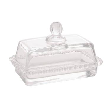 Imagem de Manteigueira de Cristal C/Tampa Pearl Bolinha Transparente 17x10cm Wolff