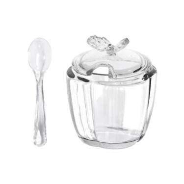 Imagem de Açucareiro De Vidro Com Colher Butterfly 8,5X8,5X11Cm