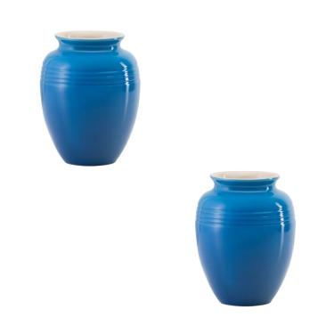 Imagem de KIT LE CREUSET 2 VASOS 15CM 1L CLÁSSICO EM CERÃMICA AZUL MARSEILLE