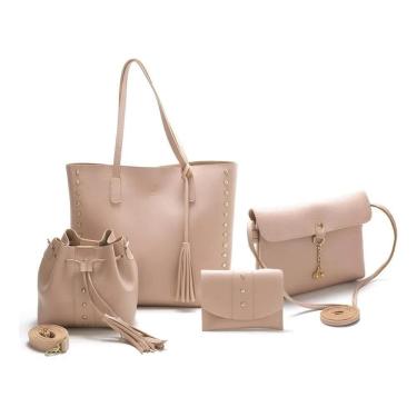 Imagem de Bolsa Feminina Kit 4 Itens Bolsa Sacola+Festa+Saco+Carteira