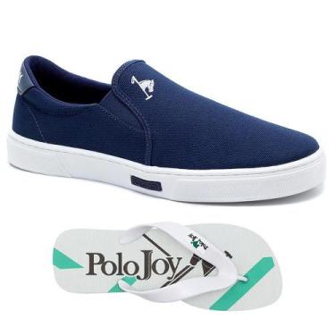 Imagem de Kit 1 Tênis Iate Em Lona Polo Joy E 1 Chinelo, 42, Azul escuro