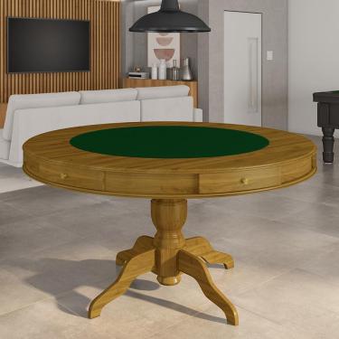 Imagem de Mesa de Jogos Carteado 6 Lugares Bellagio com Gavetas e Tampo Reversível Base Estrela com Tecido Mel/Verde G42 - Gran Belo