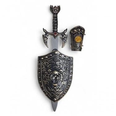 Imagem de Kit Medieval Espada Manopla Escudo Leão Infantil Jr0344