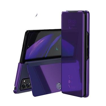 Imagem de Capa de espelho para Samsung Galaxy Z Fold 2 5G W23 W20 Plating Smart Flip PU Leather Kickstand Capa de telefone, roxo, para Galaxy Z Fold 1