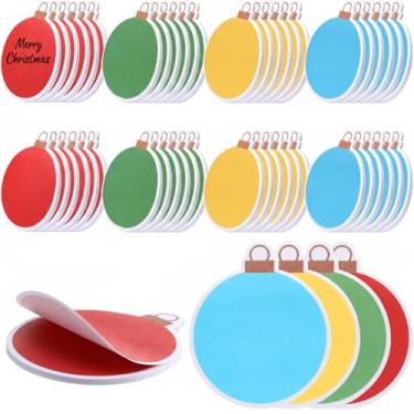 Imagem de Jetec 48 peças de blocos de notas adesivas em forma de bola de Natal, suprimentos de festa do dia, 30 folhas/bloco