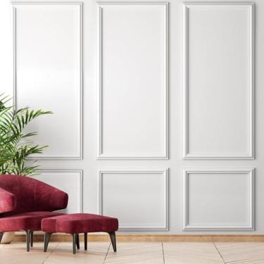 Imagem de Painéis de moldagem de parede para decoração de parede interior, painéis de parede com destaque 3D, painéis de lambris prontos para montar para casa, quarto, sala de estar