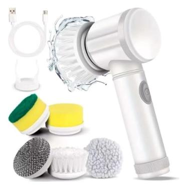 Imagem de Escova Eletrica de Limpeza Portátil 5 em 1 Sem Fio Limpador Multiuso Pratico Para Cozinha Banheiro Ferramenta，Banheiro prático