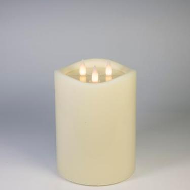 Imagem de CozierGlow Vela recarregável sem chama com temporizador remoto, velas LED de cera real em movimento 3D (inclui controle remoto, base de carregamento e cabo USB) (marfim com água de arte de aparência