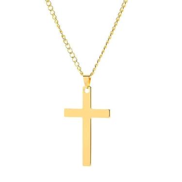 Imagem de Colares de cruz para homens, aço inoxidável, simples, cruz, fé, prata, preto, dourado, colorido, Medium, Aço inoxidável, Sem Pedra Preciosa