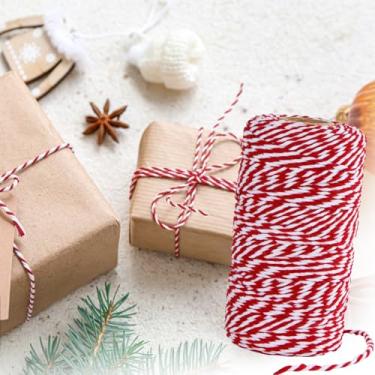 Imagem de Cordão de barbante vermelho e branco de 2 mm para artesanato, embrulho de presente, decoração de Natal de casamento, corda de algodão