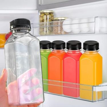 Imagem de 1 peça de garrafas de suco transparentes com tampas, recipientes vazios transparentes com tampas de vedação para casa, faça você mesmo, água e outras bebidas (350 ml, 16 x 5,3 cm)