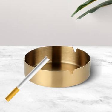 Imagem de Cinzeiro dourado de aço inoxidável durável de 12 cm de espessura, cinzeiro de bar doméstico e internet café, 1 pacote, dourado