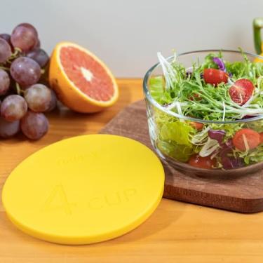 Imagem de 1 peça de tampa de tigela de silicone amarelo com 4 xícaras para pirex e âncora de vidro 7201-PC 4 xícaras, tampa de 15 cm de diâmetro (amarelo)