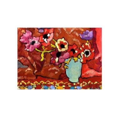 Imagem de BMZFYBS Pôster e impressões em tela de flores vintage - reprodução de pintura de arte de parede famosa - Anêmonas em jarro verde - imagens para sala de estar 50 x 70 cm 20 x 27 pol sem moldura