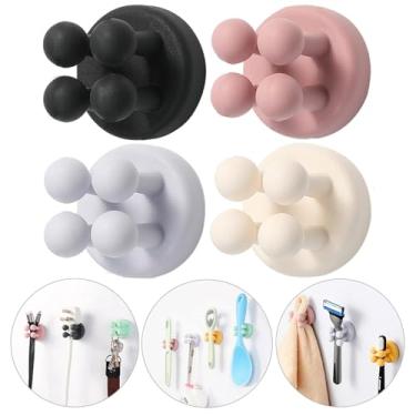 Imagem de 4 peças de suporte de lâmina de boa aderência - suportes de escova de dentes de silicone para chuveiro montado na parede autoadesivo fofo dormitório banheiro cozinha organizador gancho de