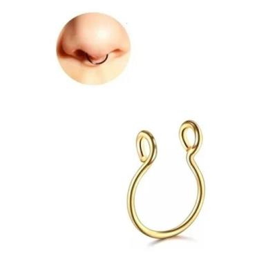 Imagem de Piercing Septo Nariz Aço Cirúrgico Argola Prateado Dourado - Outlet Bo