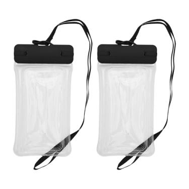 Imagem de Bolsa inflável impermeável para celular com 2 peças, preta, capa universal à prova d'água compatível com telefone de 12,5 x 24,5 cm
