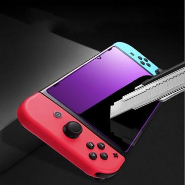 Imagem de Pacote com 1, protetor de tela de vidro temperado para Switch Lite 5,5 polegadas, película temperada anti-roxo e luz azul