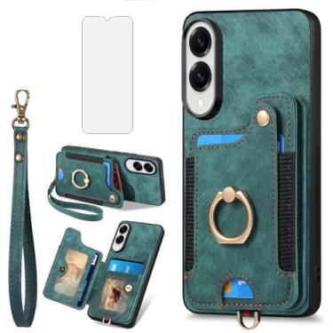 Imagem de Asuwish Capa de telefone para Samsung Galaxy S25 Edge capa carteira com protetor de tela de vidro temperado alça de pulso cordão RFID suporte para cartão de crédito anel suporte celular S25Edge 25S S