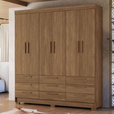 Imagem de Guarda-Roupa Casal Marilena 6 Portas 9 Gavetas Jatoba - Pnr Móveis, Ma