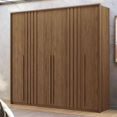 Imagem de Guarda-Roupa Casal Mabel 6 Portas 4 Gavetas Ripado Jatoba - Pnr Móveis