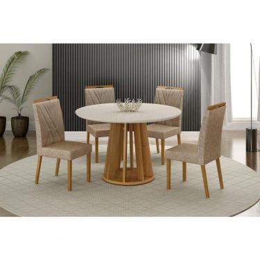 Imagem de Conjunto Mesa Rose Com 4 Cadeiras Lara Bege Linho