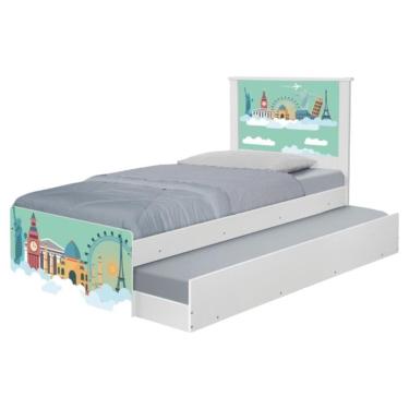 Imagem de Bi Cama Juvenil Zap Com Cabeceira Mundo Viagens