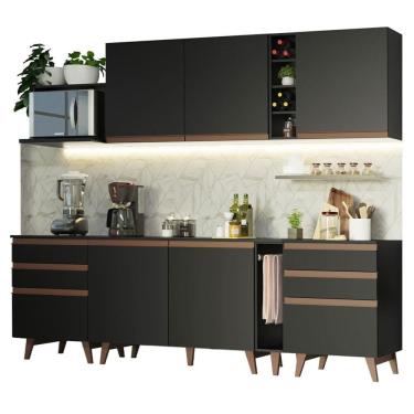 Imagem de Cozinha Reims 260006 com Armário e Balcão Preto