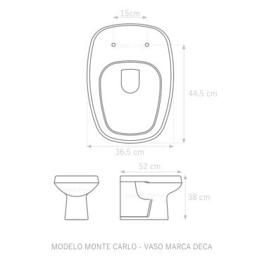 Imagem de Assento Sanitário Monte Carlo Mogno Tampa Para Vaso Deca Mdf