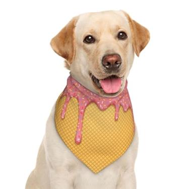 Imagem de Sorvete waffle sabor cereja delicioso verão sobremesa cachorro bandana cachecol triângulo babadores acessórios para animais de estimação lenço gato