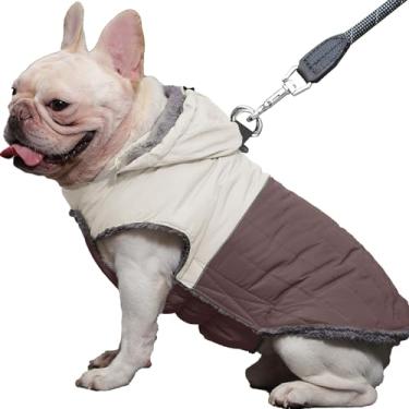 Imagem de JoyDaog Casaco de cachorro com capuz removível com arnês para cães médios, jaqueta de lã super quente para filhotes de inverno frio, marrom, GG