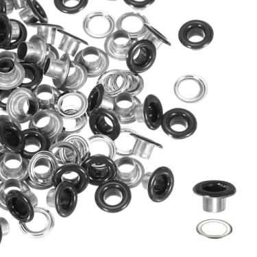 Imagem de YELARXI Kit de ilhós, ilhós de metal, kit de ilhós com arruelas 5 mm 3/40.6 cm encaixe interno redondo para (tecido/sapatos/roupas/artesanato faça você mesmo/bolsa/cinto) conjunto 250 e preto fosco