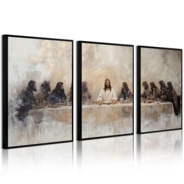 Imagem de Pouydmi A Última Ceia Decoração de Parede Jesus Última Ceia Pintura em Tela Cristã Pôster Jesus Impressões de Arte Religiosa Fé Arte para Sala de Jantar Sala de Estar 30,5 x 40,6 cm Sem Moldura