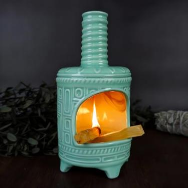 Imagem de Mougigi Porta-queimador Palo Santo verde claro - mini tigela de borrão de chaminé para palitos Palo Santo, palitos de manchas de sálvia e queima de incenso de cone - Decoração Zen para limpeza