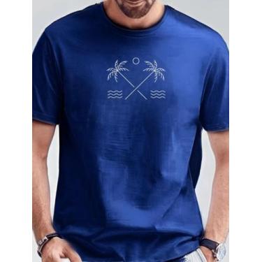 Imagem de Camiseta Masculina Coqueiro Praia Mar Casual Algodão Malha Premium - N