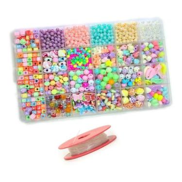 Imagem de Kit Miçanga Infantil Para Pulseira Com 1.600 Peças Completo Menina Env