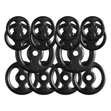 Imagem de Kit 14 Anilhas Sebo de Ferro Fundido - 60 Kg-Unissex