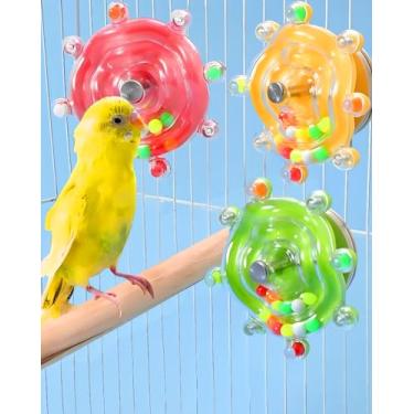 Imagem de CTAILSOD Brinquedos Conure, 3 peças de brinquedos giratórios de pássaros atualizados, brinquedos giratórios de papagaio, periquito, chocalho para papagaios pequeno-médios