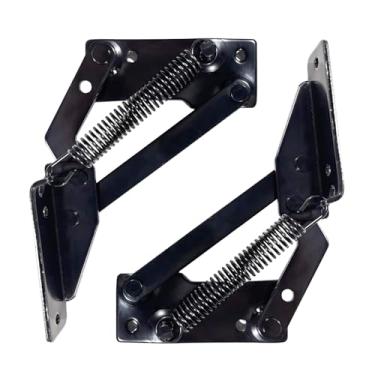 Imagem de YIDELAI - Dobradiça de mola (1 par) suporte de elevação dobrável de 90 graus, dobradiça de sofá-cama, adequado para portas de armário, caixas de armazenamento de móveis (2, preto)