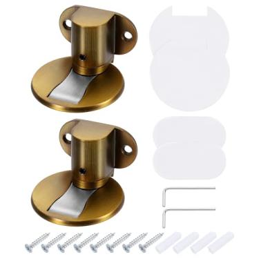 Imagem de uxcell 2 peças de batente magnético de porta, batente de porta de piso magnético silencioso, trava de porta de chão ajustável com fita adesiva e parafusos de absorção de choque para quarto,