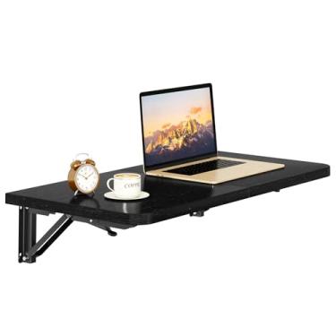 Imagem de IBUYKE Mesa dobrável montada na parede, mesa de parede flutuante para espaços pequenos, prateleira de lavanderia dobrável com suportes resistentes, mesa de parede para escritório em casa/bar/cozinha