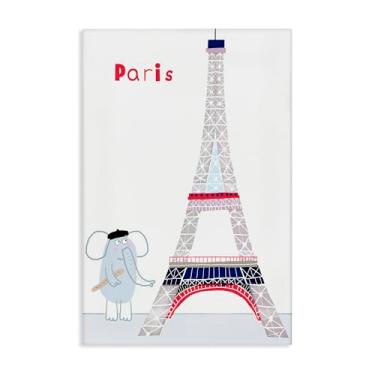 Imagem de Stupell Industries Arte de parede em tela Elefante e Torre Eiffel, design por Carla Daly, 76 x 50 cm