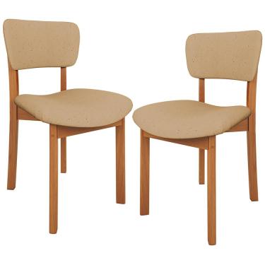 Imagem de Kit 02 Cadeiras Para Sala de Jantar Cozinha Living Estofada Dara L02 Linho Bege Escuro - Lyam Decor