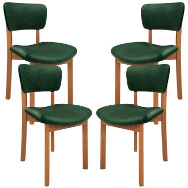 Imagem de Kit 4 Cadeiras Para Sala de Jantar Cozinha Living Estofada Dara L02 Couríssimo Verde Musgo - Lyam Decor