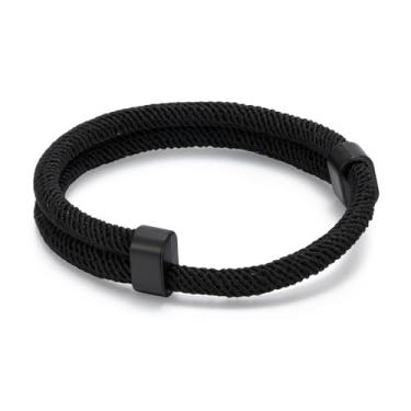 Imagem de TempBeau Pulseiras de corda náutica para homens - Pulseira trançada ajustável, pulseira de praia de verão feita à mão com nó de metal, pulseiras de corda da amizade, joias presentes para homens e