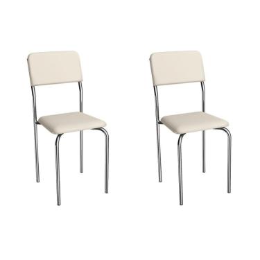 Imagem de Cadeira Sala De Jantar Ibiza 2c133cr Aço Kit 2 Un Cromado/ano Bege - Kappesberg