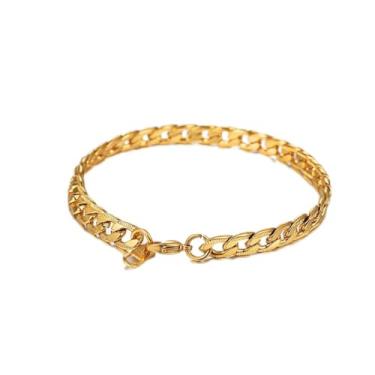 Imagem de Pulseira de corrente cubana de aço inoxidável Punk Rock, One Size, Aço inoxidável, Sem Pedra Preciosa